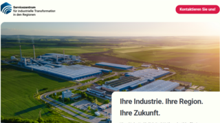 Screenshot von der neuen Website des Servicezentrums für industrielle Transformation.