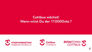 Vorschaubild für Video, Text: Cottbus wächst! Wann wirst Du der 110000ste?