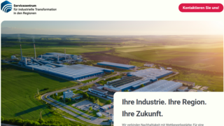 Screenshot von der neuen Website des Servicezentrums für industrielle Transformation.