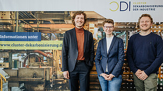 Das Projektteam des CDI von links nach rechts: Matthias Heck, Koordinator IG Prozesswärme, Dr. Ricarda Tänzer-von Daake, kommissarische Leiterin des CDI sowie Rasmus Nielsen vom Projektdienstleister GreenPocket.